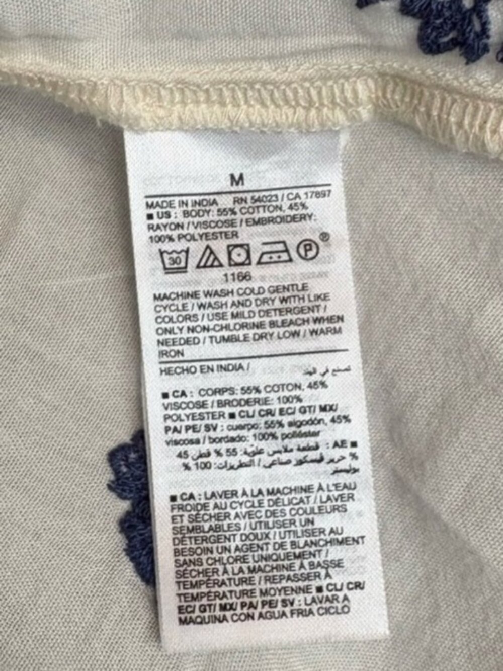 Old Navy White Blue Embroidered Shirt - Picture 7 of 7